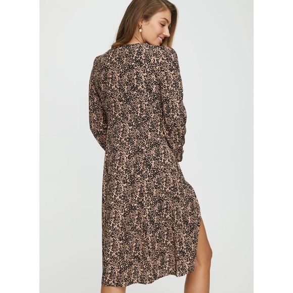 WILFRED New Gallery Dress Midi Long Sleeve Leopard Animal Print XXS Aritzia - Picture 5 of 16